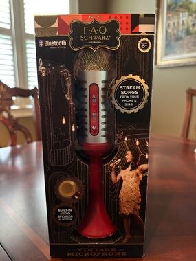 FAO Schwarz Red and Silver Bluetooth Vintage Microphone